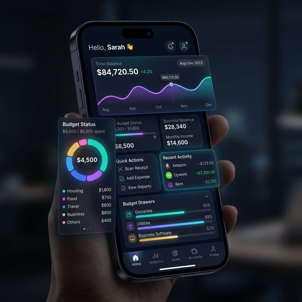 MyFinance rodando em smartphone e desktop